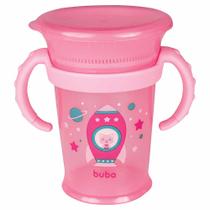 Copo de Treinamento 360 Bebê - Alça Removível - 210ml - Foguete - Rosa - Buba