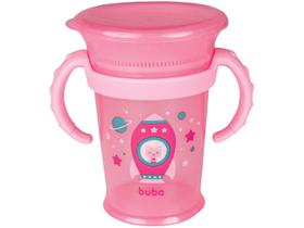 Copo de Treinamento 360 Bebê - Alça Removível - 210ml - Foguete - Rosa - Buba