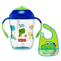 Copo De Treinamento Fisher Price Com Babador Dino