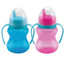 Copo de Treinamento Liso 240ml Bico Rigido Válvula Redutora Azul e Rosa