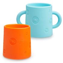 Copo de Treinamento PopYum 2 Unidades Silicone 150ml Azul e Laranja