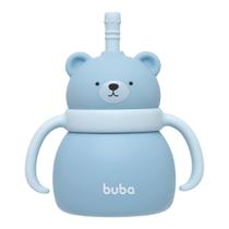 Copo de Treinamento Silicone com Canudo Ursinho 200ml Azul Buba 19689 Copo de Treinamento Silicone com Canudo Ursinho 200ml Azul Buba 19689