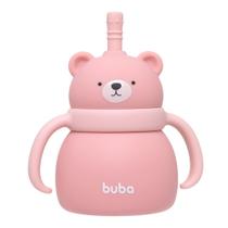 Copo de Treinamento Silicone com Canudo Ursinho 200ml Rosa Buba 19690 Copo de Treinamento Silicone com Canudo Ursinho 200ml Rosa Buba 19690