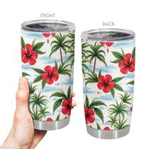 Copo de viagem Caneca de café Oasisdream 600 ml com estampa de flores