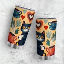 Copo de viagem, caneca de café Oasisdream, 600 ml com estampa de gato