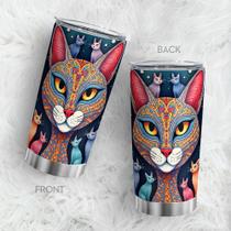 Copo de viagem, caneca de café Oasisdream, 600 ml com estampa de gato