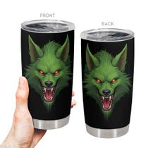 Copo de viagem, caneca de café Oasisdream, 600 ml com estampa de lobo