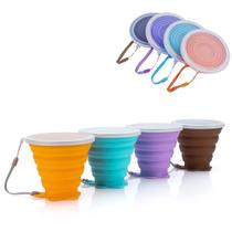 Copo de viagem dobrável JBER 260ml, pacote com 4 tampas de silicone