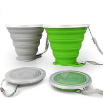 Copo de viagem dobrável JBER Silicone 260 ml (pacote com 2) verde e cinza