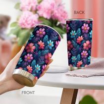Copo de viagem Oasisdream 600ml com estampa floral de aço inoxidável Copo de viagem Oasisdream 600ml com estampa floral de aço inoxidável