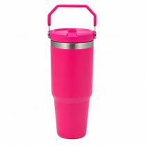 Copo de Viagem Portátil 900ml MS983 de Parede Dupla Isolado a Vácuo com Alça e Canudo