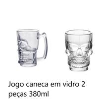 Copo de Vidro 2 unidades Canecas Chopp Cerveja Caveira 380ml