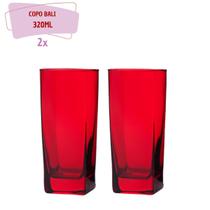 Copo de Vidro 320ml Vermelho Texas Agua Suco 2 Unidades