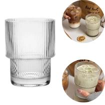 Copo de Vidro 330ml Vintage Listrado Transparente Empilhável Riscadinho para Bebidas Cozinha Drinks Copo de Vidro 330ml Vintage Listrado Transparente Empilhável Riscadinho para Bebidas Cozinha Drinks