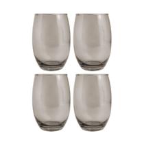 Copo De Vidro 450ml Redondo Bellagio Cinza Luxo - 4 Unidades Copo De Vidro 450ml Redondo Bellagio Cinza Luxo - 4 Unidades