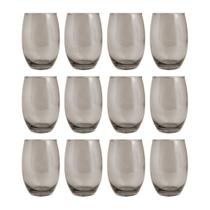Copo De Vidro 450ml Redondo BELLAGIO Jogo com 12 Cinza Luxo