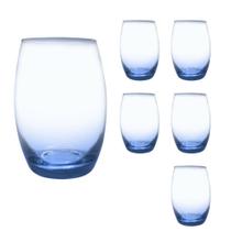 Copo De Vidro 450ml Redondo BELLAGIO Jogo com 6 Azul Luxo Copo De Vidro 450ml Redondo BELLAGIO Jogo com 6 Azul Luxo