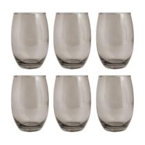 Copo De Vidro 450ml Redondo BELLAGIO Jogo com 6 Cinza Luxo