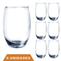 Copo de Vidro Aruba Redondo Luxo 465ml Suco Agua Nadir 6Un