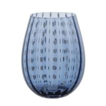 Copo De Vidro Azul Com Pontos - Btc