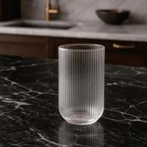 Copo de Vidro Canelado 400ml para Água Suco Refrigerante Drinks e Coquetéis Copo Grande Elegante para Cozinha Mesa Posta e Enxoval