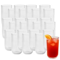 Copo De Vidro Canelado Grafiato 450ml Transparente Vitamina Suco 24UN Copo De Vidro Canelado Grafiato 450ml Transparente Vitamina Suco 24UN