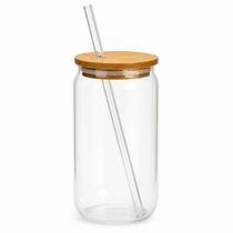 Copo De Vidro Casa Vita Tampa Bambu Canudo 570ml Bebidas Copo De Vidro Casa Vita Tampa Bambu Canudo 570ml Bebidas