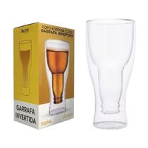 Copo de Vidro Cerveja Chopp Garrafa Invertida 350ml Grande com Parede Dupla Nadir