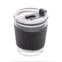 Copo De Vidro Com Cinta Em Silicone Preto 350Ml - Wolff