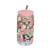 Copo De Vidro Com Laço Fofo De 500ml, Garrafa De Água Tipo Mason Jar Com Tampa E Canudo Para Café Copo De Vidro Com Laço Fofo De 500ml, Garrafa De Água Tipo Mason Jar Com Tampa E Canudo Para Café