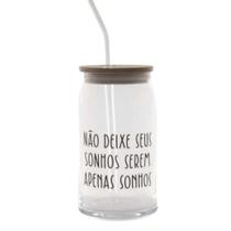 Copo De Vidro Com Tampa De Bambu 470ml