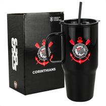 Copo de vidro corinthians sccp com tampa e canudo 1200ml ref.ys2581