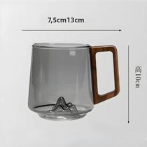 Copo De Vidro De Camada Única Com Cabo De Madeira De Grande Capacidade Para Chá Com Leite E Suco