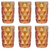 Copo de Vidro Diamond Ambar 390 ml 6 Unidades, Requinte, Elegância, Almoço, Jantar, Mesa posta Copo de Vidro Diamond Ambar 390 ml 6 Unidades, Requinte, Elegância, Almoço, Jantar, Mesa posta