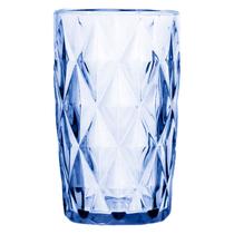 Copo de Vidro Diamond Azul Alto Grande 350ML Linha Cristal Luxo Elegante
