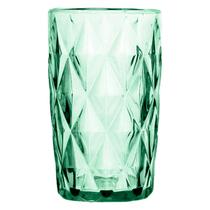 Copo de Vidro Diamond Verde Alto Grande 350ML Linha Cristal Luxo Elegante