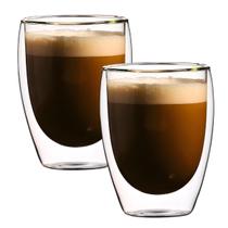 Copo de Vidro Duplo 350ml Parede Dupla Térmico para Chá Café Suco Capuccino Dolce Gusto Moderno