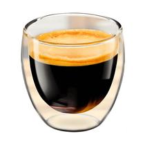 Copo de Vidro Duplo 80ml Parede Dupla para Chá Café Expresso Suco Capuccino Dolce Gusto Moderno