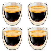 Copo de Vidro Duplo 80ml Parede Dupla para Chá Café Expresso Suco Capuccino Dolce Gusto Moderno