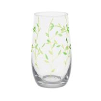 Copo de vidro folhas 400ml florarte