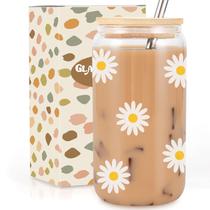 Copo de vidro GSPY Daisy 470ml, tampa, caneca durável Copo de vidro GSPY Daisy 470ml, tampa, caneca durável