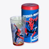 Copo de Vidro Incan 500Ml + Lata Cofre Spider-Man- ZONA CRIATIVA