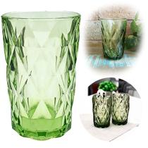Copo de Vidro Luxo Diamante Verde Transparente 350ml Grosso Resistente Drinks Diamond Copo de Vidro Luxo Diamante Verde Transparente 350ml Grosso Resistente Drinks Diamond