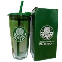 Copo de Vidro PALMEIRAS 750ml Mileno Com tampa E Canudo Ref. YS2183 Copo de Vidro PALMEIRAS 750ml Mileno Com tampa E Canudo Ref. YS2183