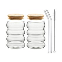 Copo De Vidro Resistente Ao Calor Com Tampa E Canudo Para Cerveja, Suco, Café, Coquetel - Conjunto