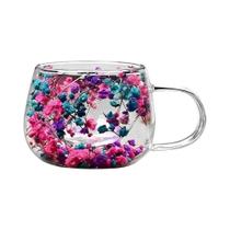 Copo De Vidro Resistente Ao Calor De 300ml Com Flor Seca Para Água, Suco, Leite, Café, Chá, Casa, Copo De Vidro Resistente Ao Calor De 300ml Com Flor Seca Para Água, Suco, Leite, Café, Chá, Casa,