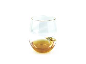 Copo de Vidro Resistente Redondo 430ML Com Bala de Metal Alojada Para Whisky Vodka Suco - Negócio de Gênio