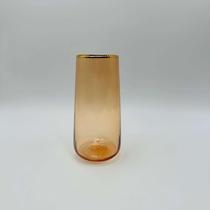 Copo de Vidro Salmão com Borda Dourada - 500ml