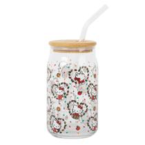 Copo de vidro Sanrio Hello Kitty Fall Leaves 480 ml com tampa Copo de vidro Sanrio Hello Kitty Fall Leaves 480 ml com tampa