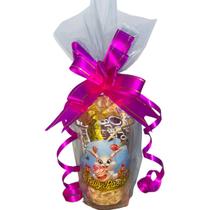 Copo de Vidro Tema Páscoa C/ Chocolate Branco Copo de Vidro Tema Páscoa C/ Chocolate Branco